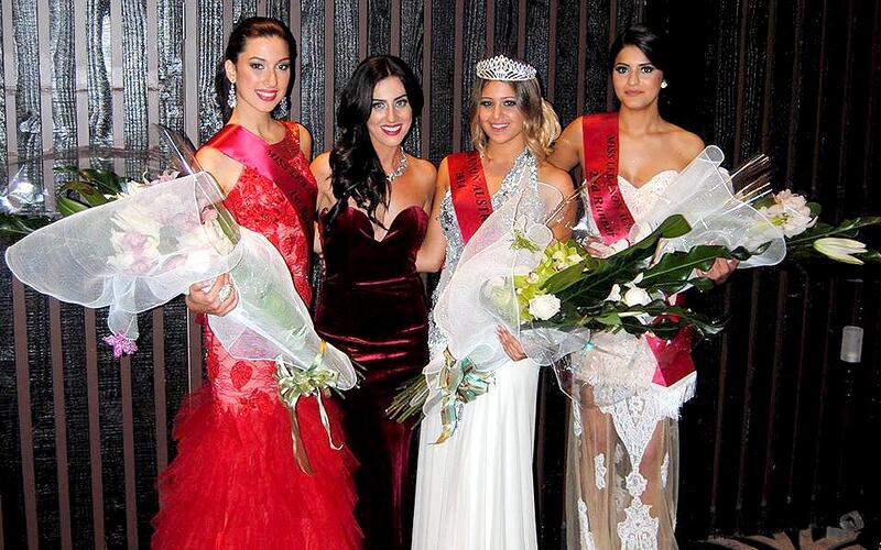 Miss Lebanon Australia 2013 Dyala Bachour poses with Miss Lebanon 2014, Cynthia Farah, First Runner Up Vanessa Tamer , Second Runner Up Sarah Habbib. Courtesy Miss Lebanon Australia 2014