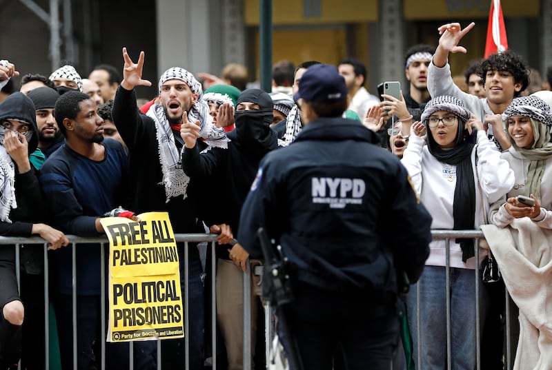 Palestinian supporters during a demonstration in New York. EPA