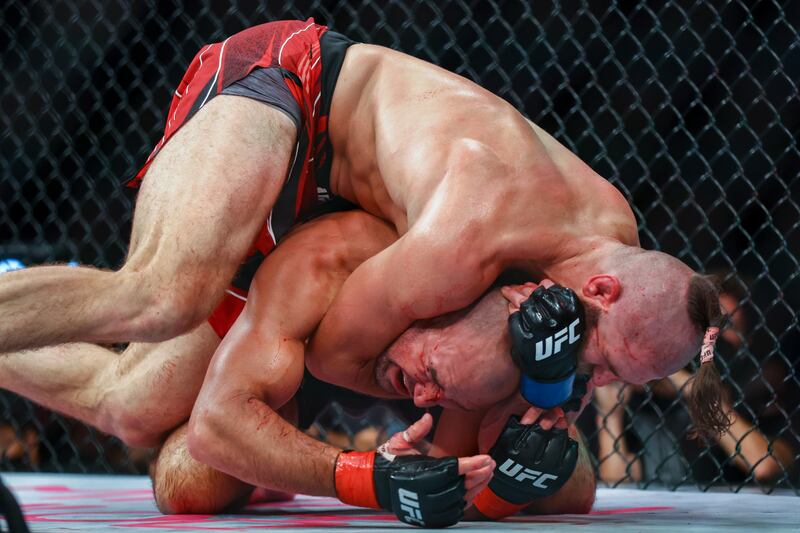 Jiri Prochazka submits Glover Teixeira during their bout at UFC 275. Getty