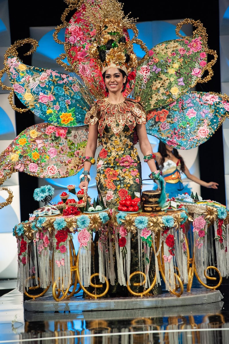 Shweta Sekhon, Miss Malaysia 2019 on stage during the National Costume Show at the Marriott Marquis in Atlanta on Friday, December 6, 2019. The National Costume Show is an international tradition where contestants display an authentic costume of choice that best represents the culture of their home country. The Miss Universe contestants are touring, filming, rehearsing and preparing to compete for the Miss Universe crown in Atlanta. Tune in to the FOX telecast at 7:00 PM ET on Sunday, December 8, 2019 live from Tyler Perry Studios in Atlanta to see who will become the next Miss Universe. HO/The Miss Universe Organization