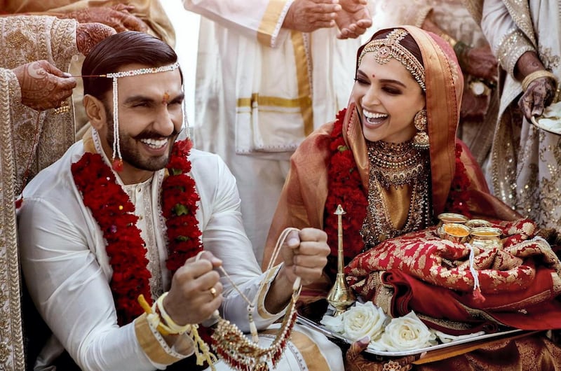 Ranveer Singh and Deepika Padukone on their wedding day. Twitter / Deepika Padukone 
