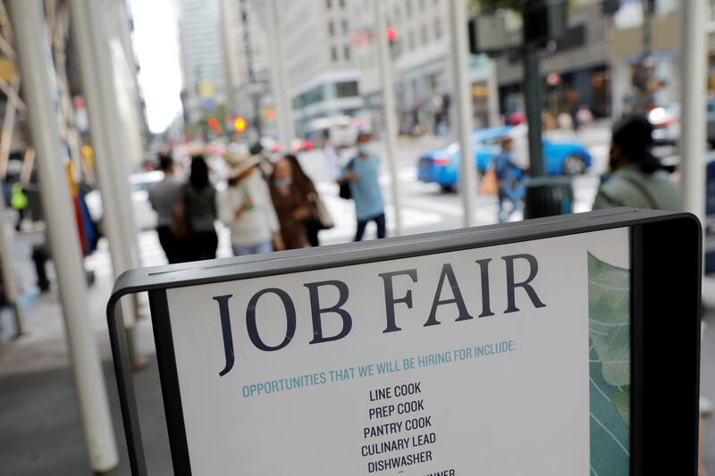 Around four million Americans left their jobs in July, according to the US Bureau of Statistics. Reuters
