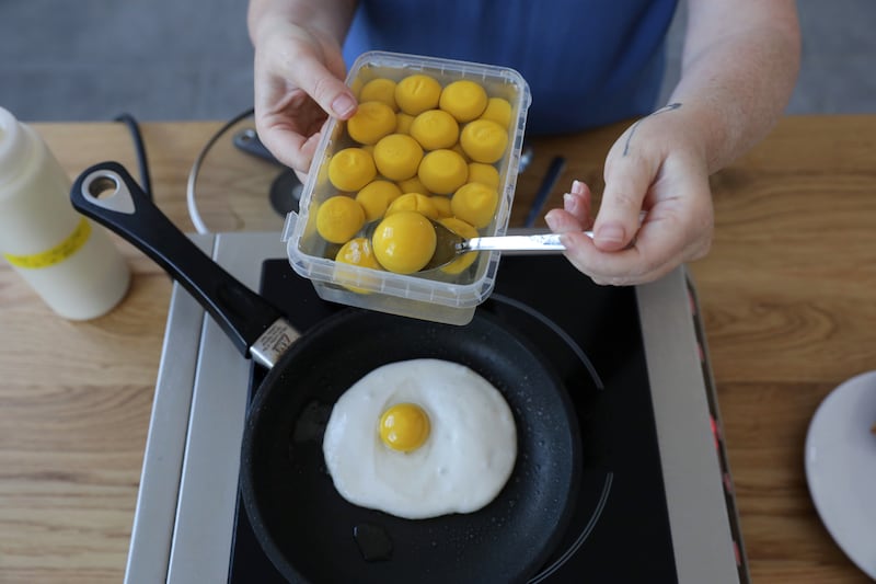 Israeli start-up food tech company YO! Egg produces plant-based eggs from natural ingredients such as chickpeas. All photos: EPA 
