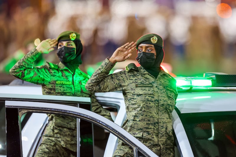 The parade included female members of the Saudi security forces. AFP
