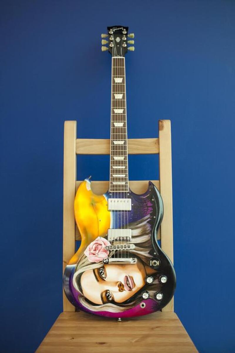 An SG Gibson guitar decorated by artist Ella Orencillo from the Philippines titled The One Who Stole My Slumber. Antonie Robertson / The National