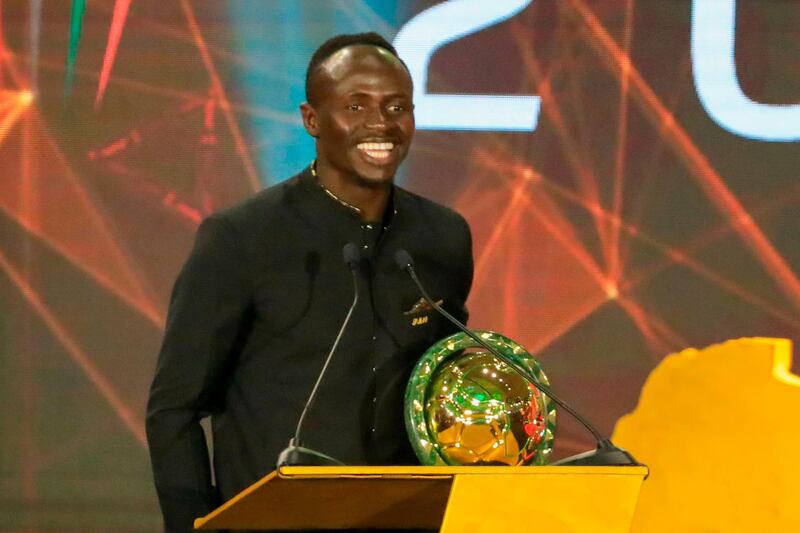 Senegal winger Sadio Mane speaks after winning the Player of the Year award during the 2019 CAF Awards in the Egyptian resort town of Hurghada on January 7, 2020. / AFP / Khaled DESOUKI
