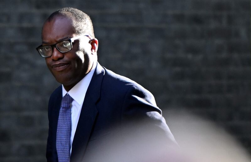 Chancellor of the Exchequer Kwasi Kwarteng arrives for the new Cabinet meeting. AFP