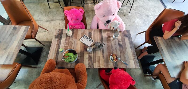 The couple hopes that the teddy bears will bring some cheer to diners. Courtesy of Healthy Little Secrets