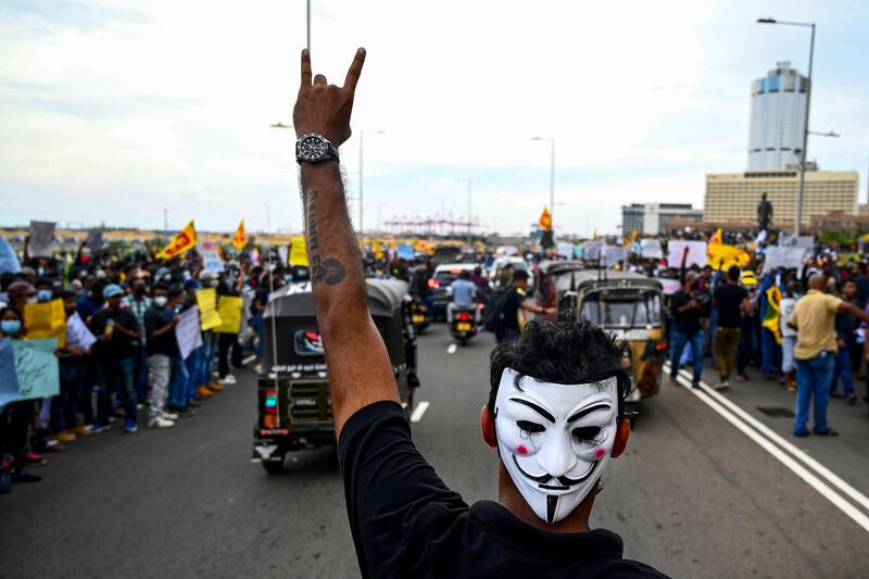 Anti-government protesters in Colombo, Sri Lanka, where food and fuel shortages and power cuts have led to weeks of demonstrations. AFP