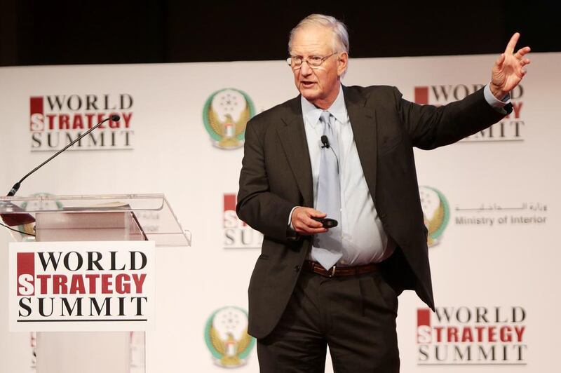 American author Tom Peters speaks during the World Strategy Summit at St Regis Saadiyat Island in November last year. Christopher Pike / The National