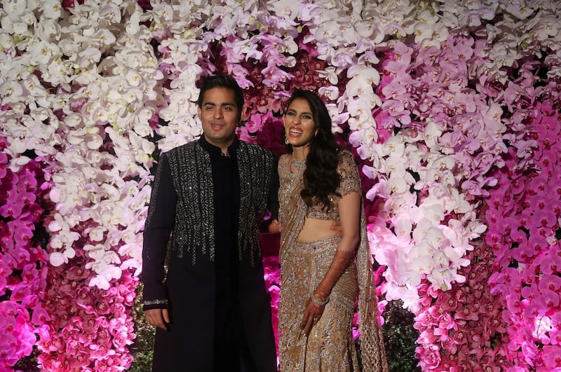 Newlyweds: Akash and Shloka. Photo: Reuters