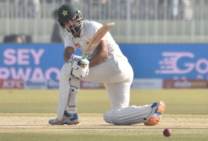 Pakistan's Abdullah Shafique plays a shot on his way to 114 off 203 balls. Reuters