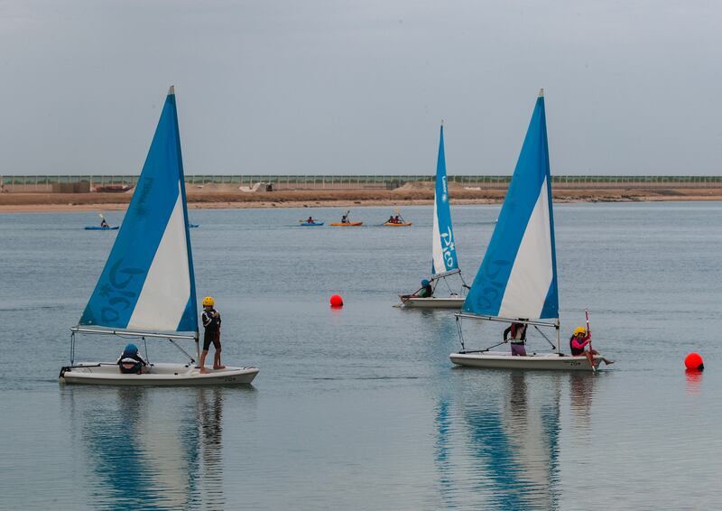 Calm conditions at Amity International School Watersports Academy in Abu Dhabi. Victor Besa / The National