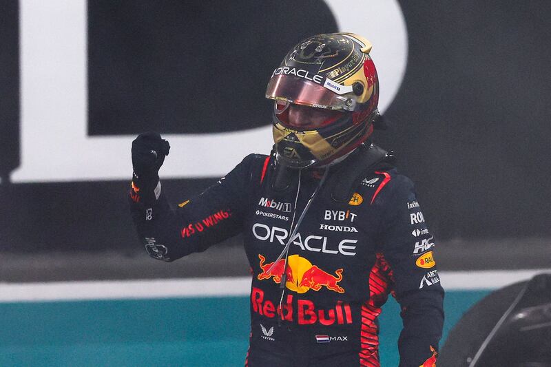 Red Bull's Max Verstappen celebrates winning the Abu Dhabi Grand Prix. AFP