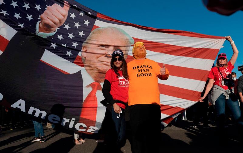 Supporters of US President Donald Trump rally at the US Supreme Court in Washington, DC, on November 14, 2020. AFP