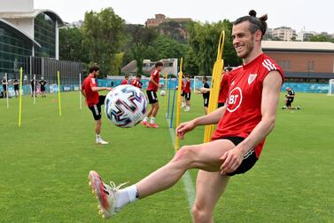 ROME, ITALY - JUNE 24: Gareth Bale of Wales during the Welsh teams training session at the Acqua Acetosa sport center ahead of the UEFA Euro 2020 Championship round of 16 on June 24, 2021 in Rome, Italy. (Photo by Marco Rosi/Getty Images)