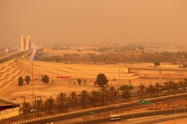 A dust storm from 2018 which brought an orange hue to life in Abu Dhabi. The National