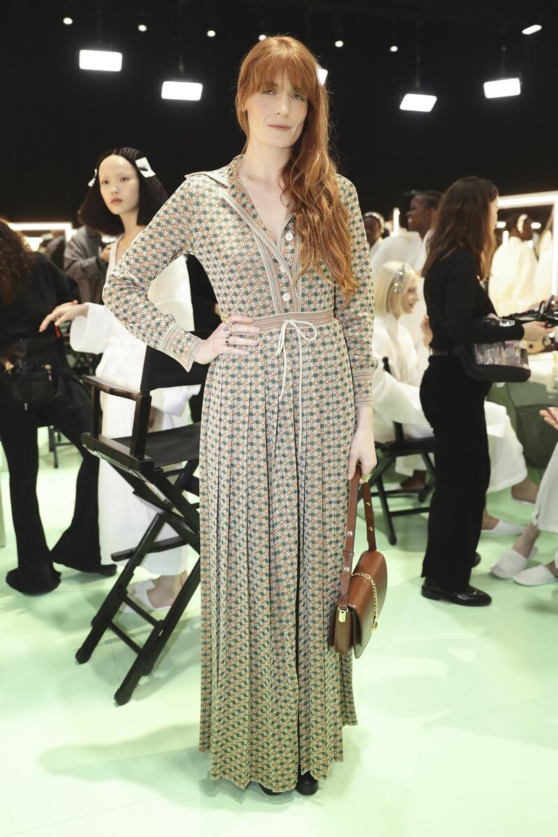 Florence Welch poses backstage at the Gucci show during Milan Fashion Week on February 19, 2020. Getty Images