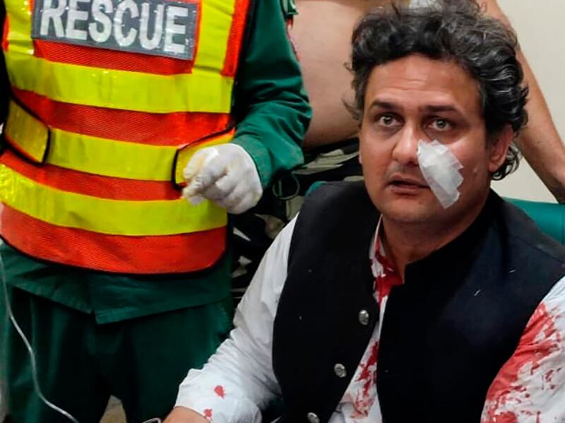 Faisal Javed, a senator and close aid of Mr Khan, was also injured during the incident. AP