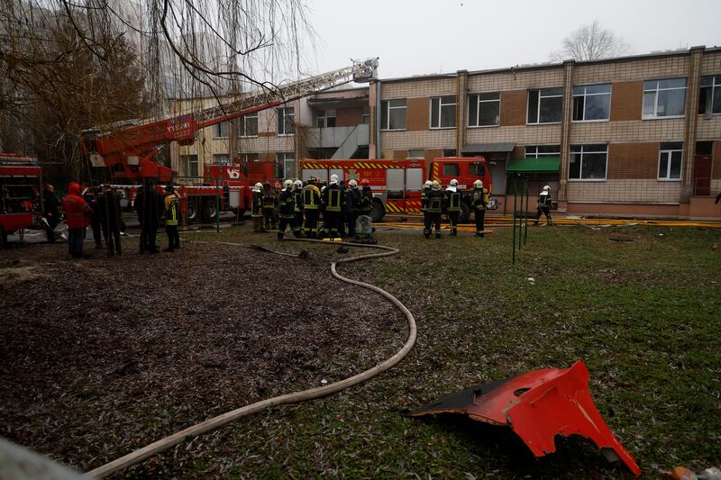 The helicopter came down near a kindergarten and a residential building. Reuters