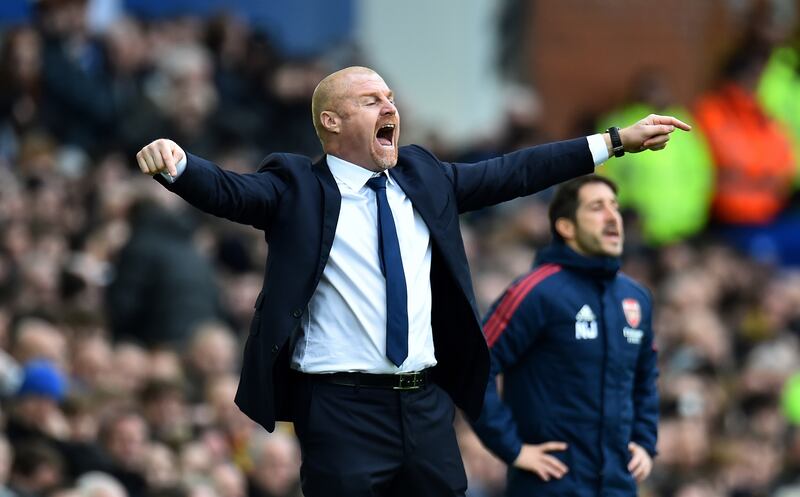 Everton manager Sean Dyche shouts instructions during his first game in charge. EPA