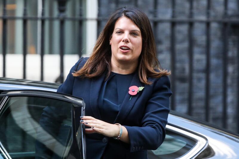 Caroline Nokes, U.K. immigration minister, arrives for a pre-budget meeting of cabinet ministers at number 10 Downing Street in London, U.K., on Monday, Oct. 29, 2018. When Chancellor of the Exchequer Philip Hammond stands up in Parliament at 3:30 p.m., it is in the knowledge that much of what he promises hinges on a successful outcome of talks in Brussels with the U.K. leaving on March 2019, deal or no deal. Photographer: Chris Ratcliffe/Bloomberg