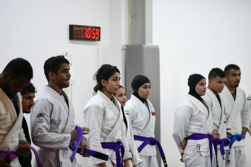 Young jiu-jitsu fighters during training in Abu Dhabi. Khushnum Bhandari / The National