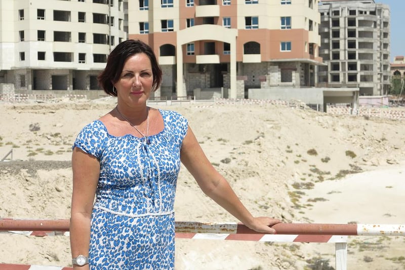 Anita Henry at the site of her yet to be constructed home at the Dubai Lagoon project. Jeffrey E Biteng / The National 