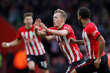 Southampton's James Ward-Prowse celebrates scoring the winning goal against Tottenham. Reuters