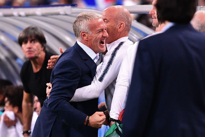 Didier Deschamps, centre, led France to a World Cup triumph last year, but may be tempted by the offer of a second crack at managing Juventus. The Frenchman endured a miserable time at the helm in the 2006/07 season after Juve were relegated to Serie B for their part in a match-fixing scandal. Like Inzaghi was a successful player at the club, winning three Serie A titles, one Coppa Italia and thrice a losing finalist in Champions League finals from 1996 to 1998. 
Franck Fife / AFP