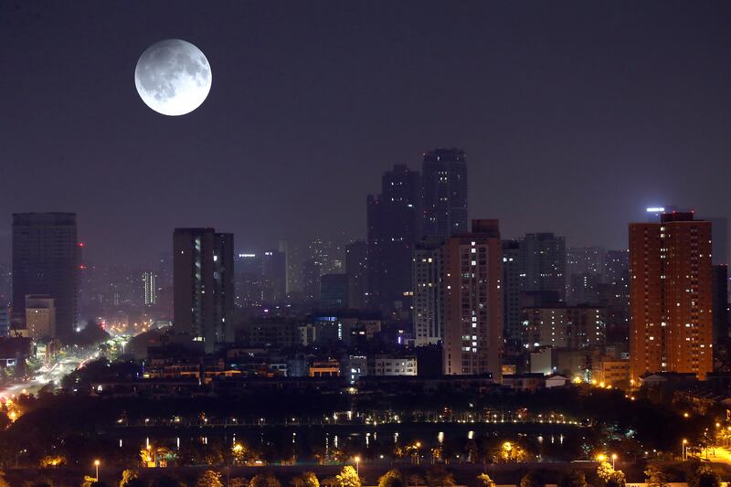 The full moon before a penumbral lunar eclipse in Hanoi, Vietnam, on May 6, 2023. EPA