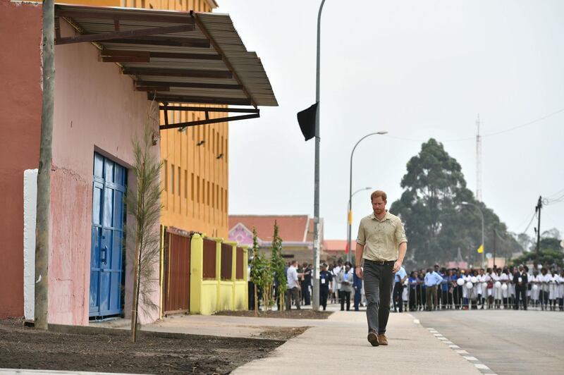 Prince Harry visits The Diana Tree in Huambo, Angola, which marks the spot where the Princess of Wales was photographed in 1997. Getty Images