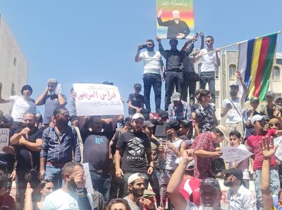 Demonstration today against President Bashar Al Assad in the central square of the mostly Druze city of Suweida in south-west Syria. Credit: Suwayda24.