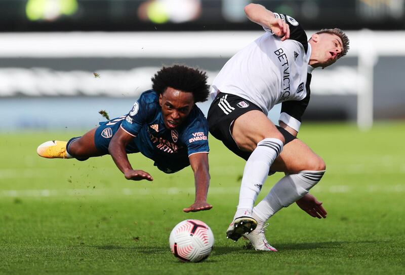 Right midfield: Willian (Arsenal) – Involved in all three goals at Fulham, getting assists with a corner that Gabriel Magalhaes headed in and a cross-field pass for Pierre-Emerick Aubameyang. Reuters