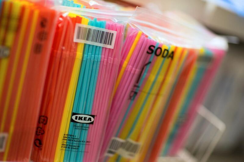 Above, packets of brightly colored soda straws on display at an Ikea store. Andrey Rudakov / Bloomberg