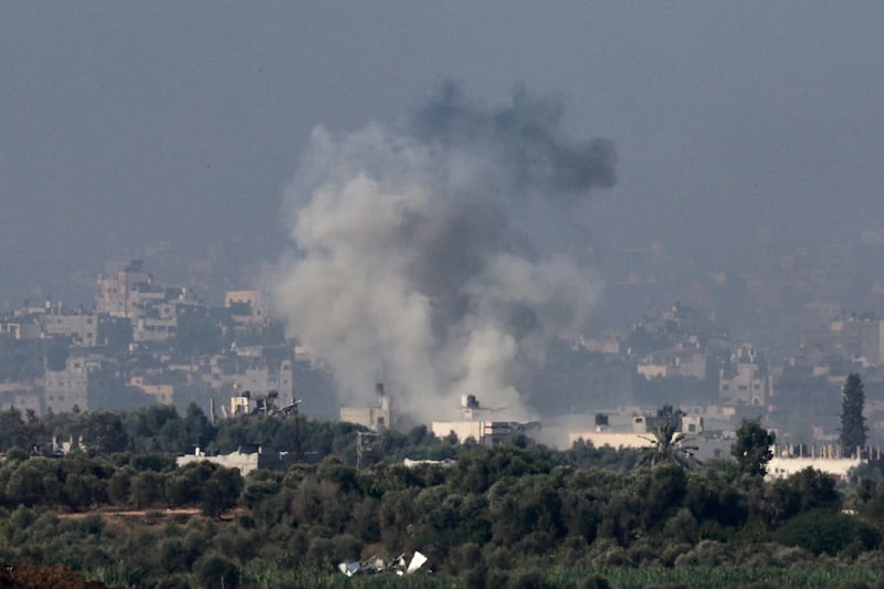 Smoke rises over the northern Gaza Strip, as seen from Sderot. Reuters