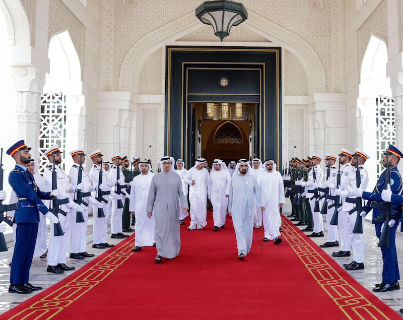 Sheikh Mohammed bin Rashid, Vice President, Prime Minister and Ruler of Dubai, chairs a Cabinet meeting at Qasr Al Watan in Abu Dhabi on April 24. All photos: Sheikh Mohammed bin Rashid