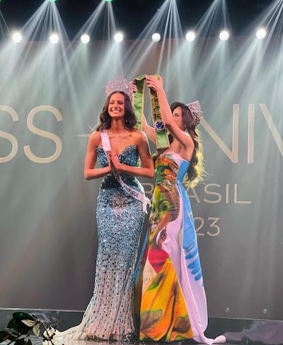Miss T Brazil 2017 Contestants perform on a stage during the Miss