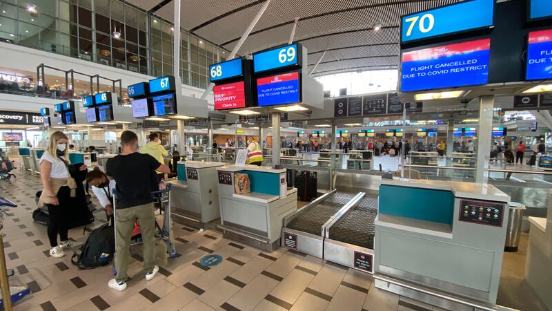 Flights are cancelled at Cape Town International Airport. Antonie Robertson / The National