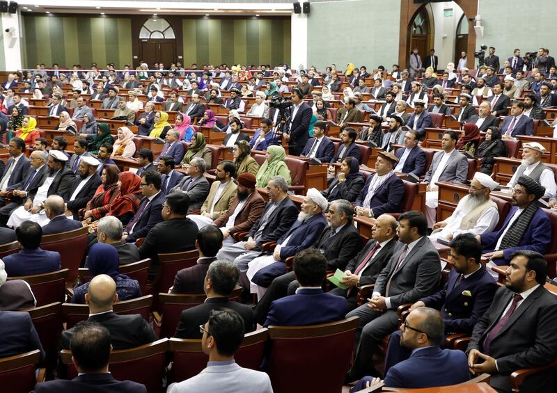 Members of the Afghan parliament attend the inauguration of the newly-elected parliament in Kabul, Afghanistan April 26, 2019. REUTERS/Omar Sobhani