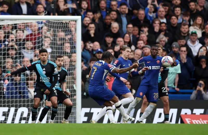 Chelsea's Raheem Sterling sends a free-kick high and wide that resulted in jeers from his own fans. Reuters