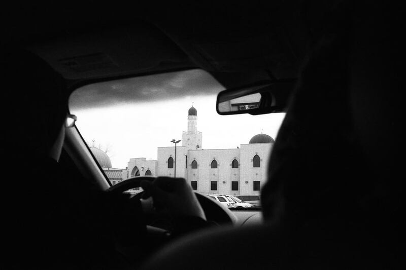 Driving to Friday prayers, The Mosque Foundation, Illinois.