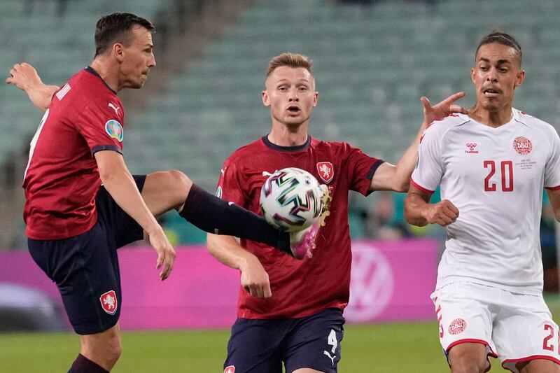 SUB: Jakub Brabec (Celustka, 65) – 5 The centre-back replaced an injured Celustka late on and he was tasked with marking Poulsen. He lost him a few times but he also put in several interceptions to deny the Leipzig man. He had a shot from range but it was off target. AFP