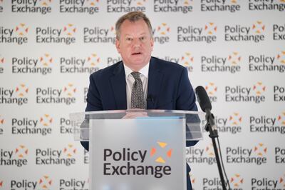 Former Brexit minister and UK chief negotiator Lord David Frost speaks on the Northern Ireland Protocol at 1 Old Queen Street, London, on April 27. PA