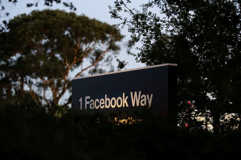 FILE PHOTO: A Facebook address sign is seen at Facebook headquarters in Menlo Park, California, on Wednesday, October 10, 2018. REUTERS/Elijah Nouvelage/File Photo