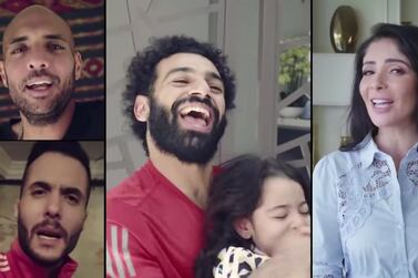 Amir Eid, top left, Ahmed Bahaa, bottom left, Mohamed and Makka Salah, and Mona Zaki have all taken part in Ramadan campaigns. YouTube