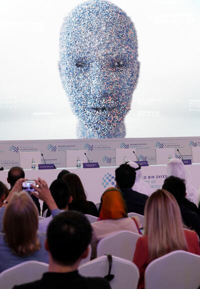 Abu Dhabi, United Arab Emirates - October 16, 2019: The launch of Mohamed bin Zayed University of Artificial intelligence. Wednesday the 16th of October 2019. Masdar City, Abu Dhabi. Chris Whiteoak / The National