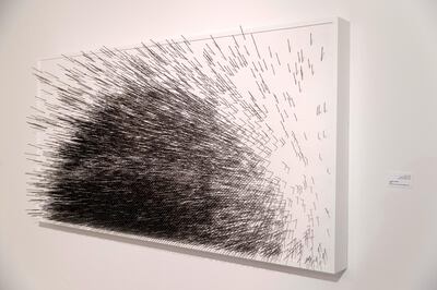 SHARJAH, UNITED ARAB EMIRATES. 24 DECEMBER 2018. Artwork on show at the Sharjah Islamic Art Festival. Particles of the Horizon by Charles Aweida. (Photo: Antonie Robertson/The National) Journalist: Anna Seaman. Section: Arts & Culture.