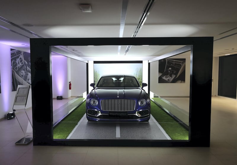 Abu Dhabi, United Arab Emirates - Reporter: Simon Wilgress-Pipe: A Bentley Flying Spur. The opening of the new Bentley Emirates showroom. Tuesday, January 21st, 2020. Abu Dhabi. Chris Whiteoak / The National