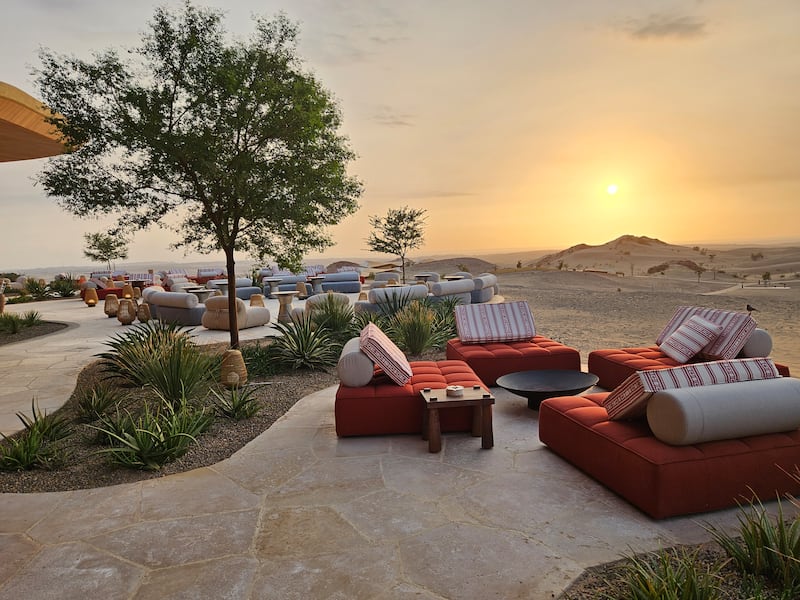 Watch the sunset from the terrace of Al Sarab fine-dining restaurant. Katy Gillett / The National